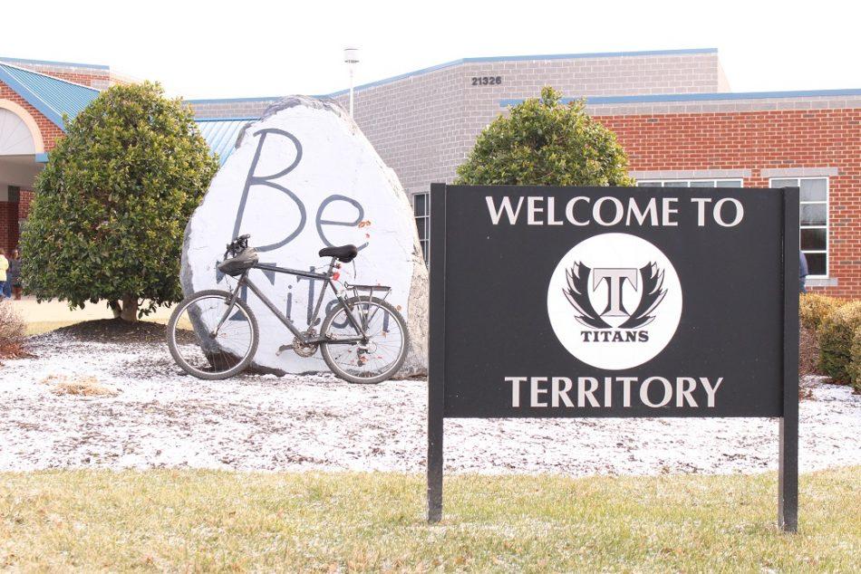 Dr. Brewers bike was placed next to the rock to show support for his return to the school.