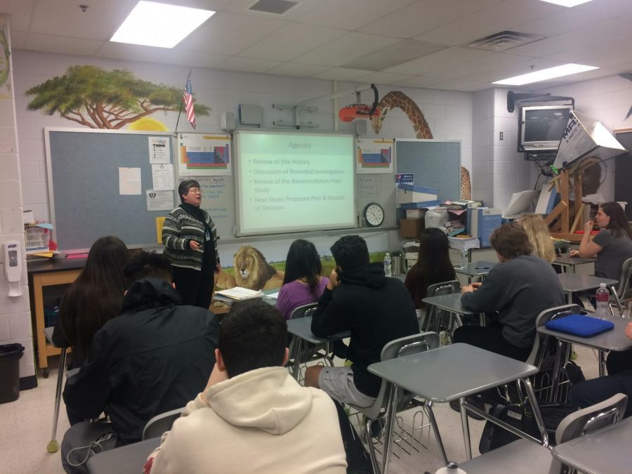 Supervisor Volpe visited science classes to discuss local issues.