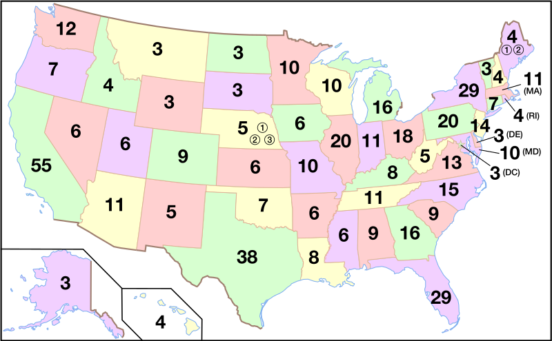The next President will be decided by the electoral college- as seen here on the map.