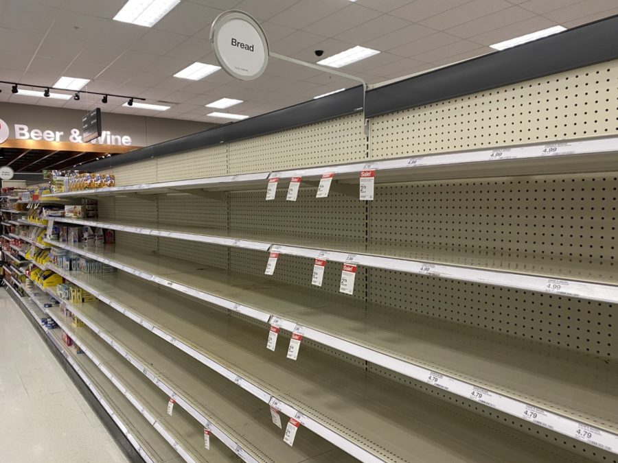 The+aisles+of+Target+were+picked+through+a+year+ago+as+no+one+knew+what+would+happen+each+day.