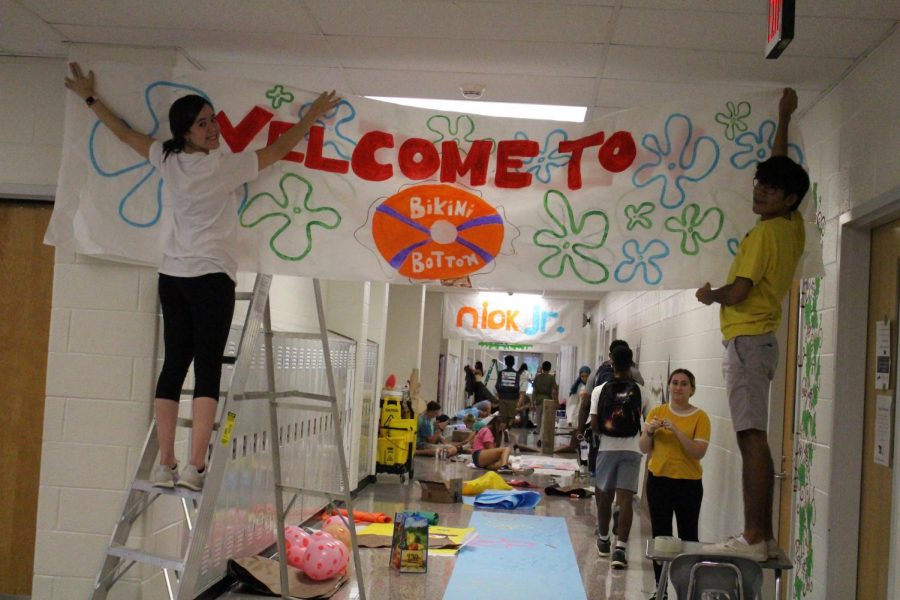 In 2019, students prepare their hallway for the homecoming competition which returns this week.