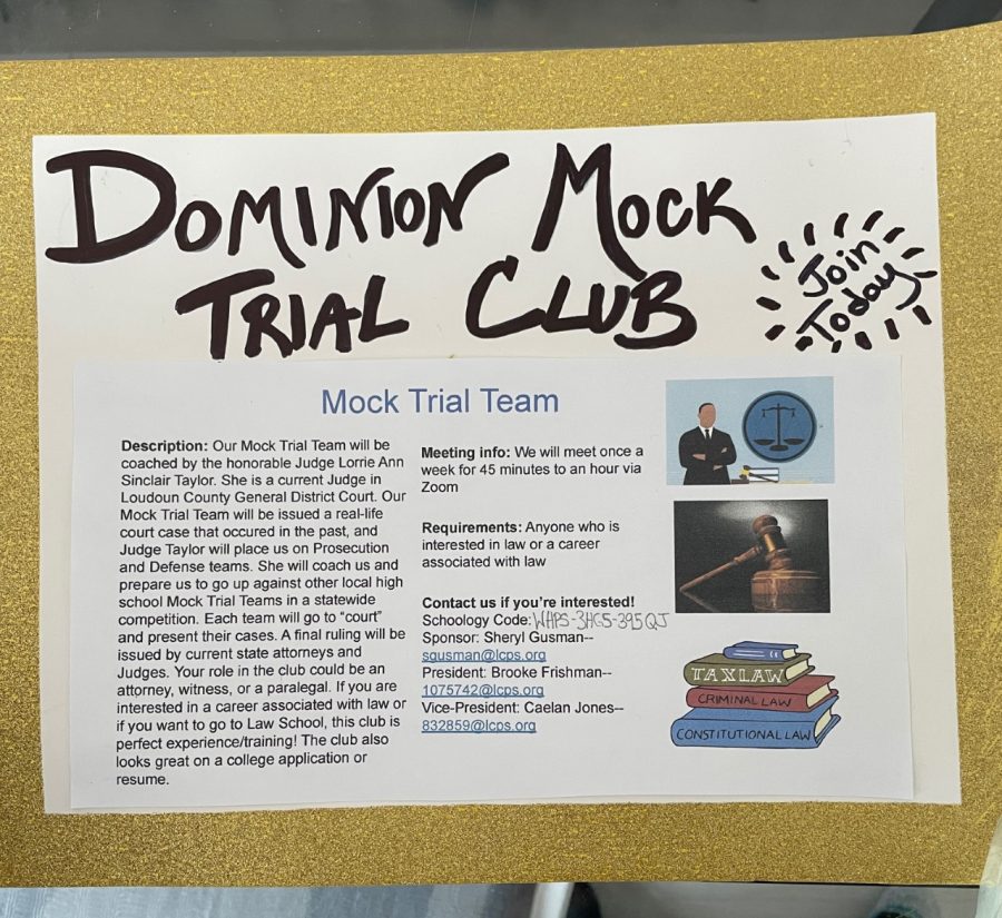 The Mock Trial Club is brand new to Dominion and is open to students looking to join.