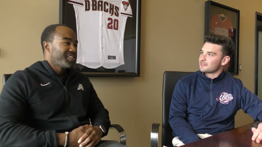 One of many interviews Kevin went through, though in this image he is pictured with Josh Barfield the Diamondbacks Director of Player Development. COURTESY OF Kevin DiDomenico.