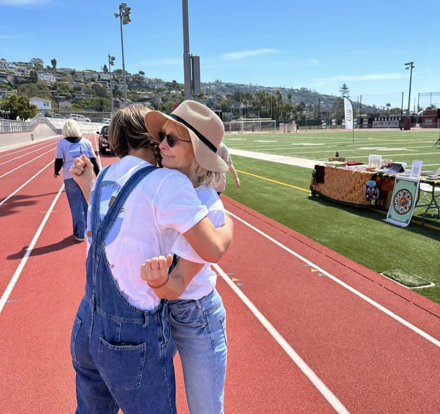 This year,25 students at Laguna Beach High School and Hough organized the West Coast walk on March 26th. (Photo courtesy of Susan Hough) 