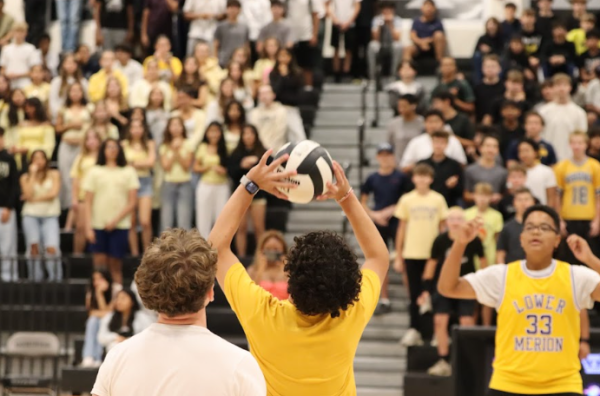 The homecoming pep rally is the only opportunity boys currently have to play volleyball at Dominion.