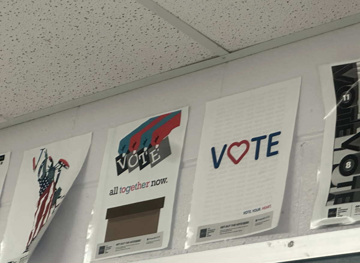 Classroom posters expressing the importance of voting.