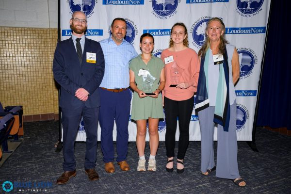Posing with Renss Greene, Mr. Schwartz and Amy Owens are award winners Stella Marsh and Murren Honea.